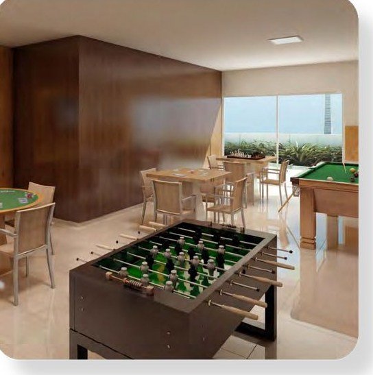 Tata Orbis indoor games room with pool and foosball tables