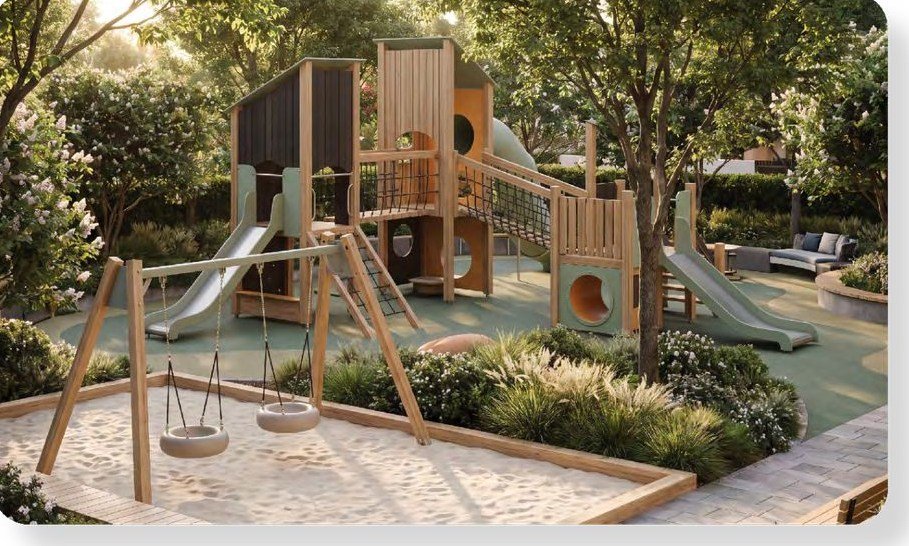 Tata Orbis children's play area with swings and slides